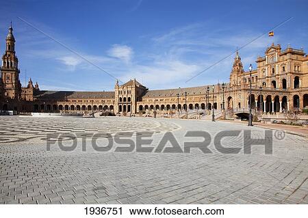 Stock Image - Placa De Espana; Sevilla Andalusia Spain. Fotosearch