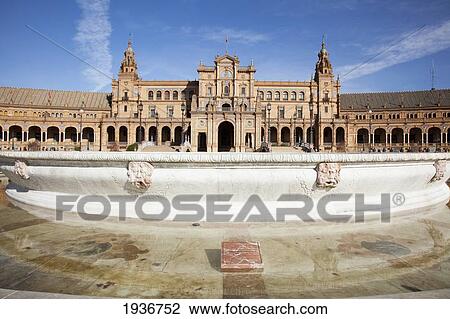 Placa De Espana; Sevilla Andalusia Spain View Large Photo Image Stock Image - Placa De Espana; Sevilla Andalusia Spain. Fotosearch