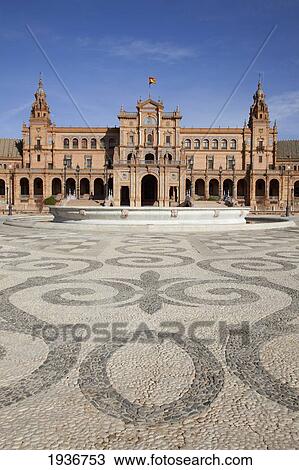 Stock Image - Placa De Espana; Sevilla Andalusia Spain. Fotosearch