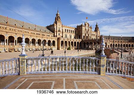 Stock Photograph - Placa De Espana; Sevilla Andalusia Spain. Fotosearch