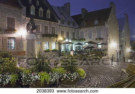 Place Royale At Night; Quebec City Quebec Canada View Large Photo Image Stock Image - Place Royale At Night; Quebec City Quebec Canada. Fotosearch