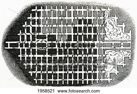 Stock Image - Plan Of A Coal Mine In The 19Th Century. From Cyclopaedia Of Useful Arts And Manufactures By Charles Tomlinson.. Fotosearch