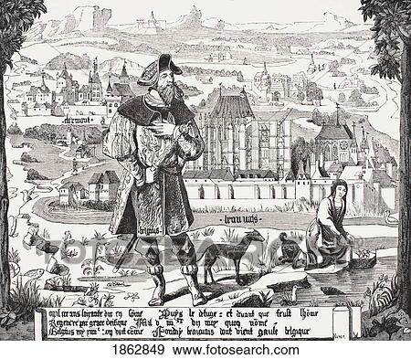 Stock Photo - Plan Of Clermont En Beauvaisis After The Beauvais Tapestry 1530. From Science And Literature In The Middle Ages By Paul Lacroix Published London 1878. Fotosearch