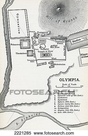 Stock Photography - Plan Of Olympia, Elis, Greece. Site Of The Olympic Games In Classical Times. From A History Of Greece, Published 1920. Fotosearch