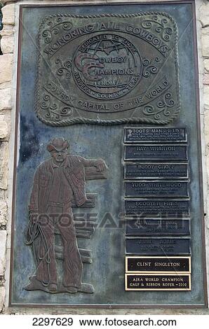 Plaque Commemorating Cowboy Champions From Bandera County. Bandera 'cowboy Capital Of The World' Is The Centre Of Texas' Dude Ranch Industry. Texas, Usa View Large Photo Image Stock Photo - Plaque Commemorating Cowboy Champions From Bandera County. Bandera 'cowboy Capital Of The World' Is The Centre Of Texas' Dude Ranch Industry. Texas, Usa. Fotosearch
