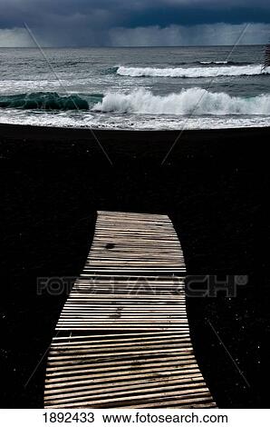 Stock Image - Playa Jardin Beach At Puerto De La Cruz. Fotosearch