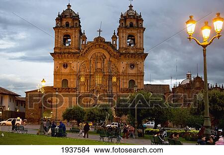 Picture - Plaza De Armas And Templo De La Compania De Jesus; Cusco Peru. Fotosearch