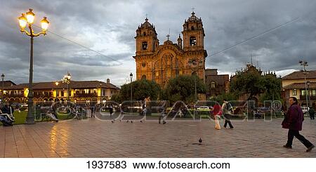 Stock Image - Plaza De Armas And Templo De La Compania De Jesus; Cusco Peru. Fotosearch