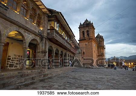 Stock Photography - Plaza De Armas And Templo De La Compania De Jesus; Cusco Peru. Fotosearch