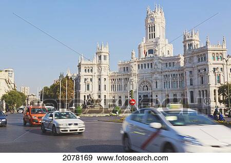 Plaza De Cibeles And The Headquarters Of Madrid Town Hall; Madrid Spain View Large Photo Image Stock Photo - Plaza De Cibeles And The Headquarters Of Madrid Town Hall; Madrid Spain. Fotosearch