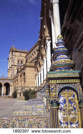 Stock Photo - Plaza De Espana Designed By Anibal Gonzalez For 1929 Exhibition. Fotosearch