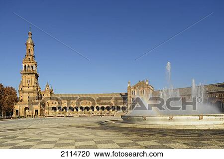Stock Image - Plaza De Espana; Seville Andalusia Spain. Fotosearch