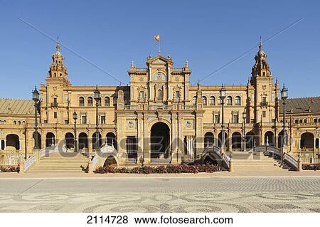 Plaza De Espana; Seville Andalusia Spain View Large Photo Image Stock Photo - Plaza De Espana; Seville Andalusia Spain. Fotosearch