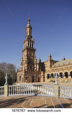 Stock Photo - Plaza De Espana; Seville, Andalusia, Spain. Fotosearch