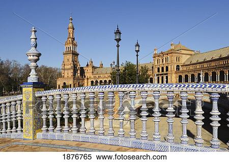 Stock Photography - Plaza De Espana; Seville, Andalusia, Spain. Fotosearch