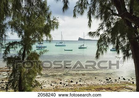 Stock Image - Pleasure Boats By Cap Malheureux, Mauritius. Fotosearch