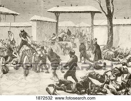 Stock Image - Plevna, Now Known As Pleven, Bulgaria. Recovering The Dead After The Siege Of Plevna, 1877, During The Russo-Turkish War 1877 To 1878. From A 19Th Century Illustration.. Fotosearch