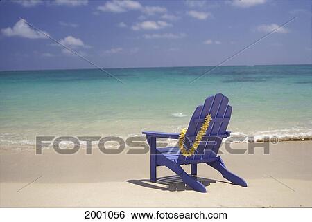 Plumeria Lei Hanging Over Blue Beach Chair Along Shoreline View Large Photo Image Stock Photograph - Plumeria Lei Hanging Over Blue Beach Chair Along Shoreline. Fotosearch