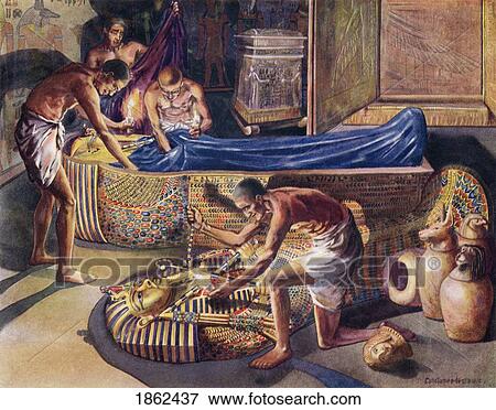 Stock Photo - Plundering Pharaoh Theban Tomb Robbers At Work Illustration By Constance N Baikie From The Book The Ancient East And Its Story By James Baikie Published C. 1920. Fotosearch