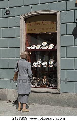 Stock Photo - Poland, Amber Display On Dluga Street; Gdansk. Fotosearch