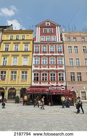 Picture - Poland, Art Nouveau Styled Townhouses In Market Square; Wroclaw. Fotosearch