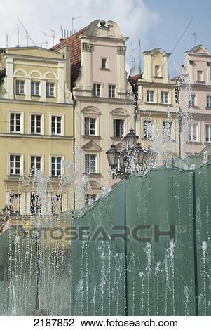 Stock Image - Poland, Glass Fountain In Market Square; Wroclaw. Fotosearch