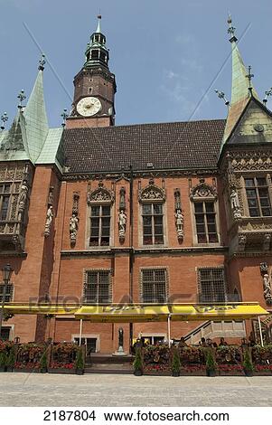 Picture - Poland, Gothic Style Town Hall In Market Square; Wroclaw. Fotosearch