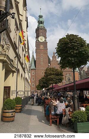 Stock Image - Poland, Gothic Style Town Hall In Market Square; Wroclaw. Fotosearch