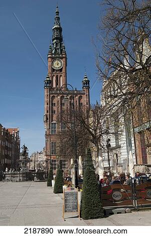 Stock Image - Poland, Main Town Hall In Long Market Of Dluga Street; Gdansk. Fotosearch