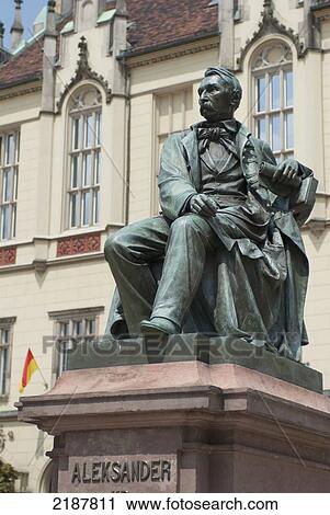 Stock Image - Poland, Monument Of Count Alexander Fredro Famous Comedy Playwright In Market Square; Wroclaw. Fotosearch