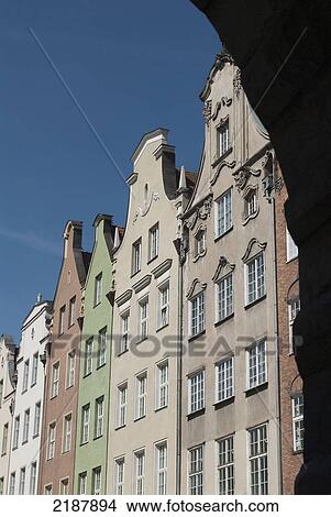 Picture - Poland, Townhouses In Market Square Of Dluga Street; Gdansk. Fotosearch