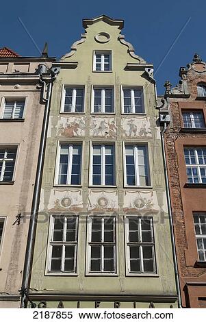 Stock Photography - Poland, Townhouses On Dluga Street; Gdansk. Fotosearch