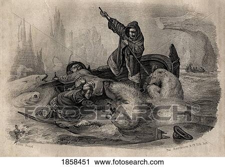 Polar Bear Hunting. 19Th Century Lithograph After Biard By Em. Baerentzen & Co. From The Book Figaro. Journal Of Literature, Art And Music By Georg Garstensen. Published 1841. View Large Photo Image Stock Image - Polar Bear Hunting. 19Th Century Lithograph After Biard By Em. Baerentzen & Co. From The Book Figaro. Journal Of Literature, Art And Music By Georg Garstensen. Published 1841.. Fotosearch