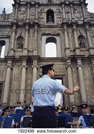Stock Photo - Police Band Conductor, St Paul's Church. Fotosearch
