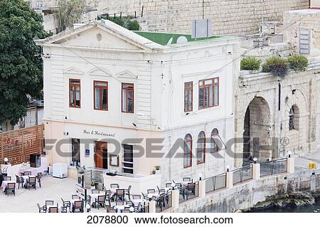 Stock Image - Police Station Bar & Restaurant, Valletta, Malta. Fotosearch