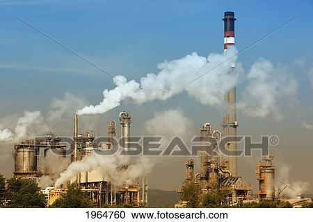 Stock Image - Pollution From A Petrochemical Plant Near Guadarranque; Cadiz Andalusia Spain. Fotosearch