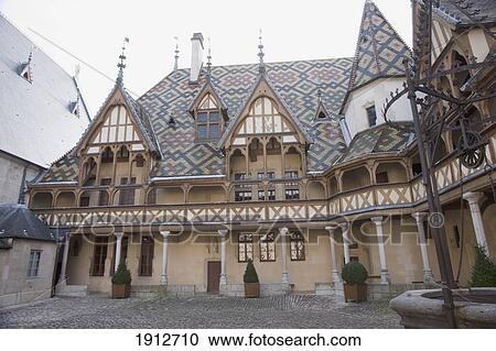 Stock Image - Polychrome Roof Of The Hospices De Beaune; Beaune, Cote D'or, Franc. Fotosearch