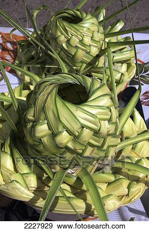 Polynesia, Two Locally Woven Sun Hats; Niku Hiva View Large Photo Image Stock Photo - Polynesia, Two Locally Woven Sun Hats; Niku Hiva. Fotosearch