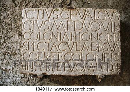 Stock Photo - Pompeii, Italy; Ancient Plaque In Historic Italian Ruins. Fotosearch