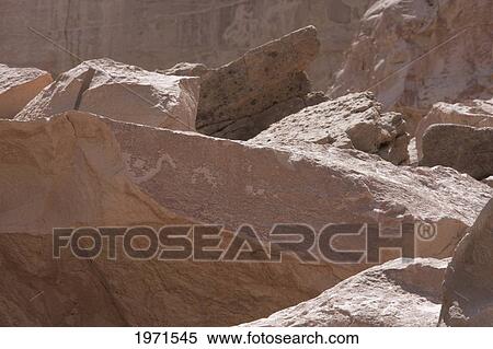 Stock Photography - Pona Petroglyphs On The Cliffs By The Loa River, Antofagasta Region, Chile. Fotosearch