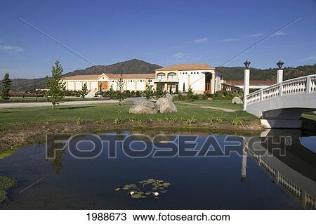 Stock Image - Pond In The Garden Of Estancia El Cuadro, Casablanca Valley, Valparaiso Region, Chile. Fotosearch