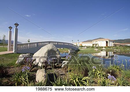 Stock Photography - Pond In The Garden Of Estancia El Cuadro, Casablanca Valley, Valparaiso Region, Chile. Fotosearch