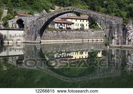 Stock Photography - Ponte Del Diavolo; Lucca, Tuscany, Italy. Fotosearch