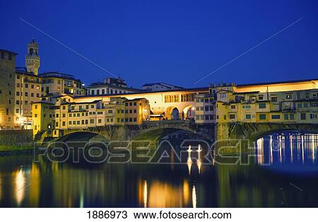 Stock Image - Ponte Vecchio At Dusk. Fotosearch
