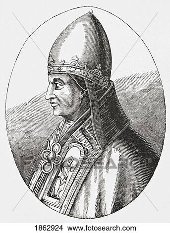 Picture - Pope Gregory Ix, Born Ugolino Di Conti, Between 1145 And 1170 To 1241. From Science And Literature In The Middle Ages By Paul Lacroix Published London 1878. Fotosearch