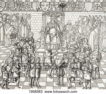 Stock Image - Pope Urban Ii Presiding Over Council Of Clermont In 1095 And Calling Christians To Join The First Crusade. From Military And Religious Life In The Middle Ages By Paul Lacroix Published London Circa 1880.. Fotosearch