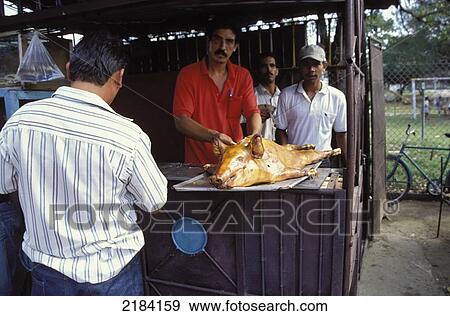 Stock Photo - Pork Stall, Food, Cuba.. Fotosearch