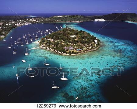 Stock Photo - Port Vila Harbour; Port Vila, Efate Island, Vanuatu. Fotosearch