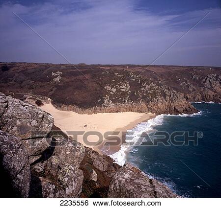 Stock Photograph - Porthcurno Beach, Cornwall.. Fotosearch