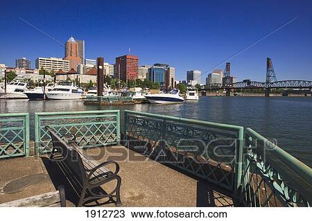 Stock Image - Portland Riverplace Marina; Portland, Oregon, United States Of America. Fotosearch